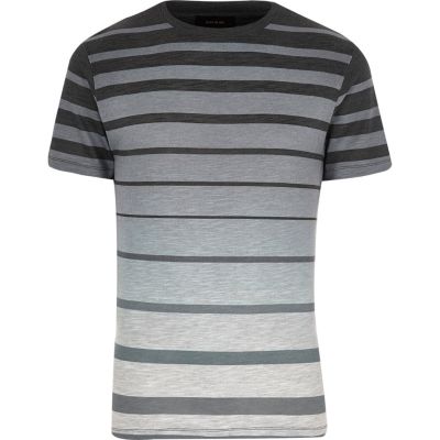 Black faded stripe print t-shirt